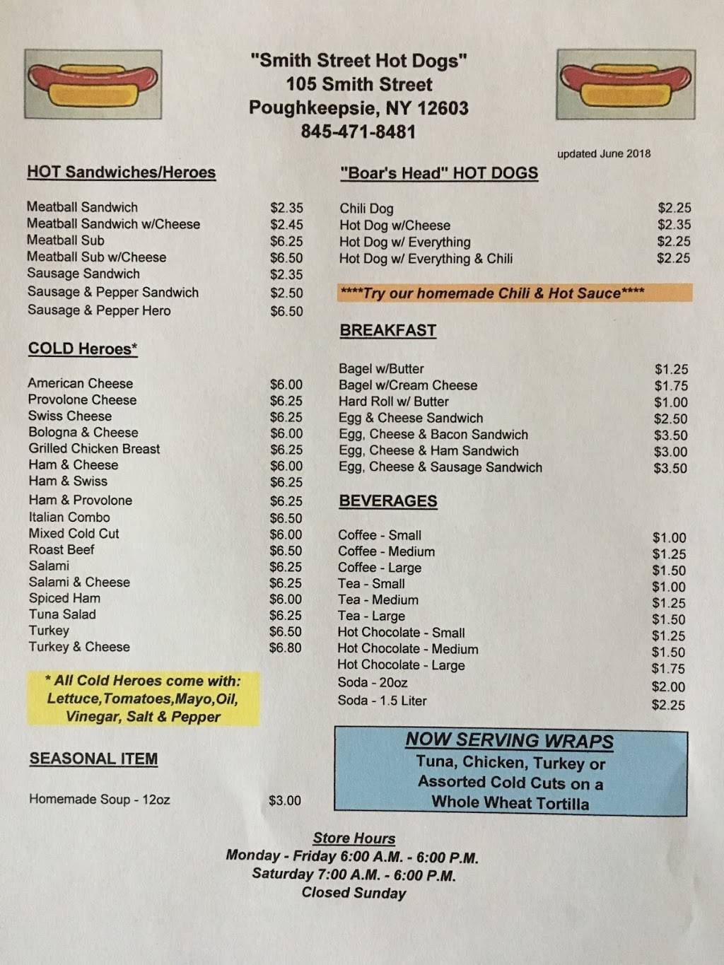 Smith Street Hot Dogs | restaurant | 2619, 105 Smith St, Poughkeepsie, NY 12601, USA | 8454718481 OR +1 845-471-8481