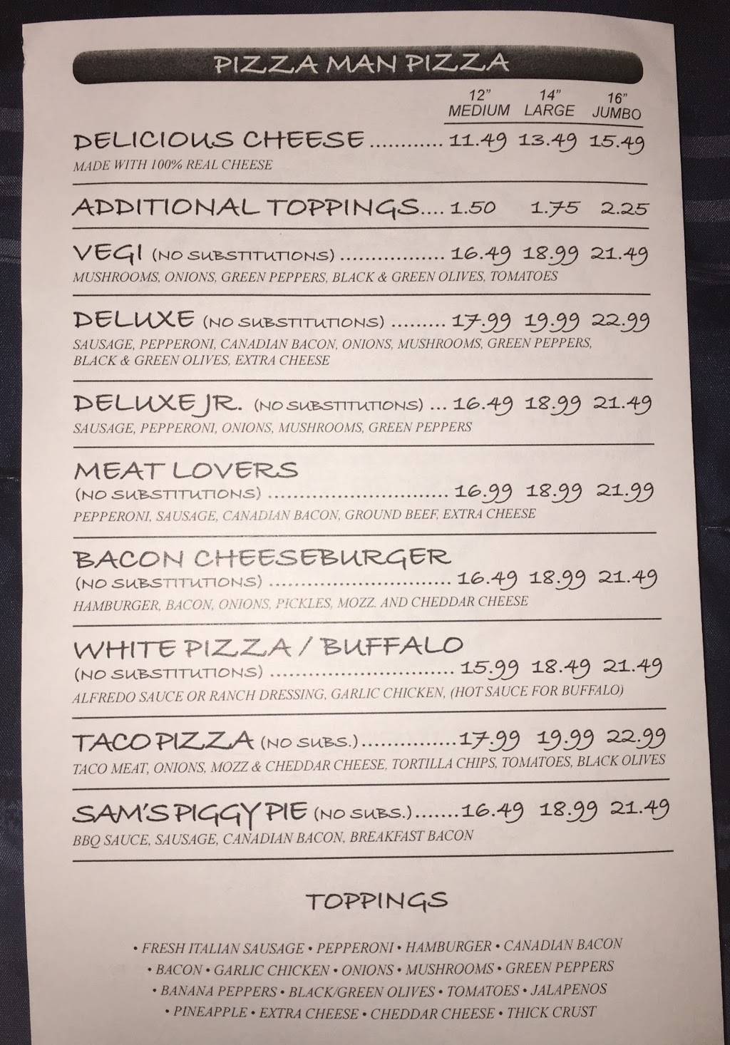 Pizza Man | meal delivery | 125 Birch St E, Amery, WI 54001, USA | 7152685100 OR +1 715-268-5100