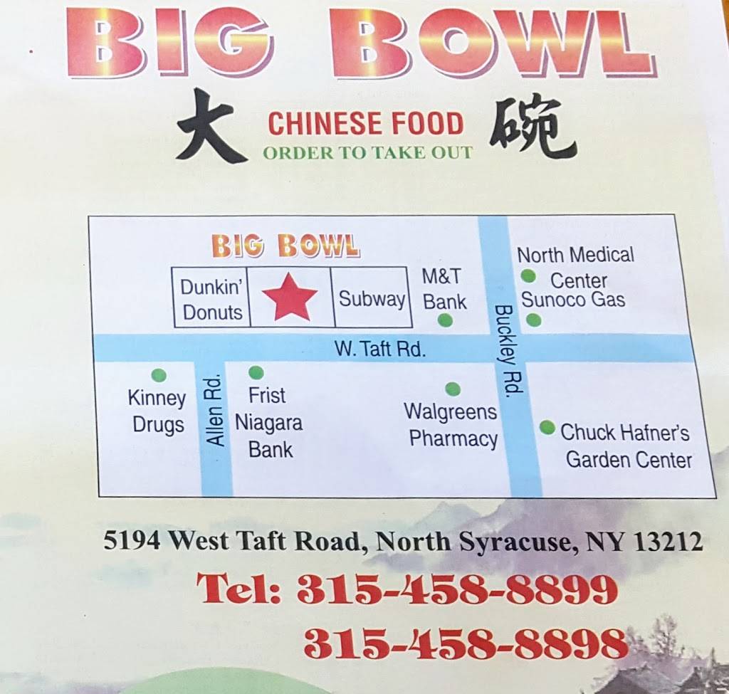 Big Bowl Inc | restaurant | 5194 W Taft Rd, North Syracuse, NY 13212, USA | 3154588899 OR +1 315-458-8899
