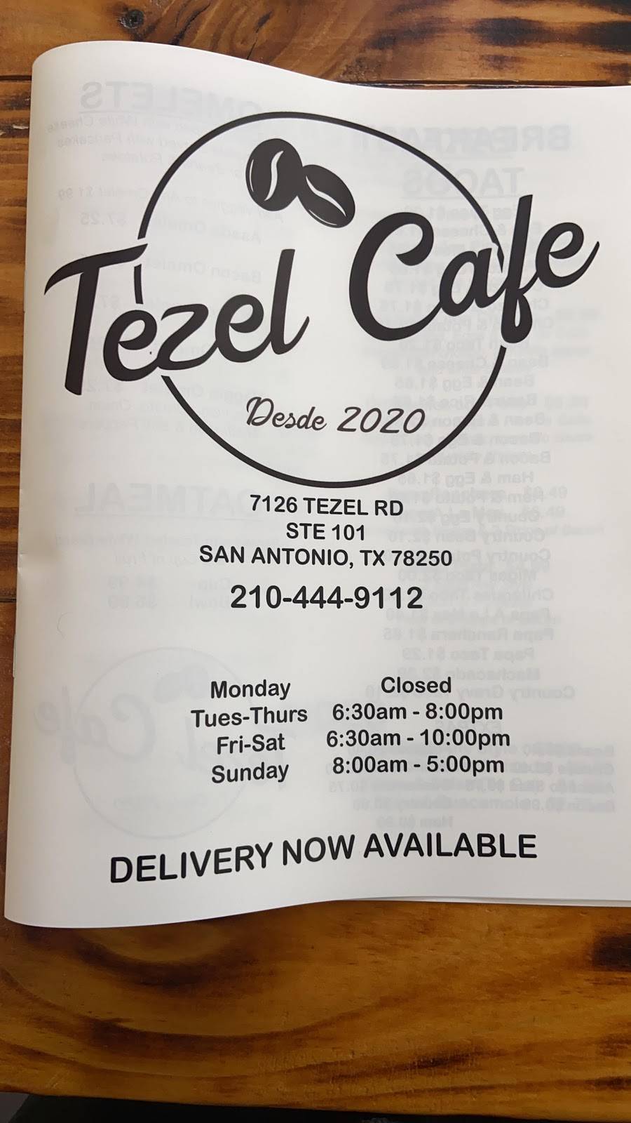 Tezel Cafe | restaurant | 7126 Tezel Rd #101, San Antonio, TX 78250, USA | 2104449112 OR +1 210-444-9112