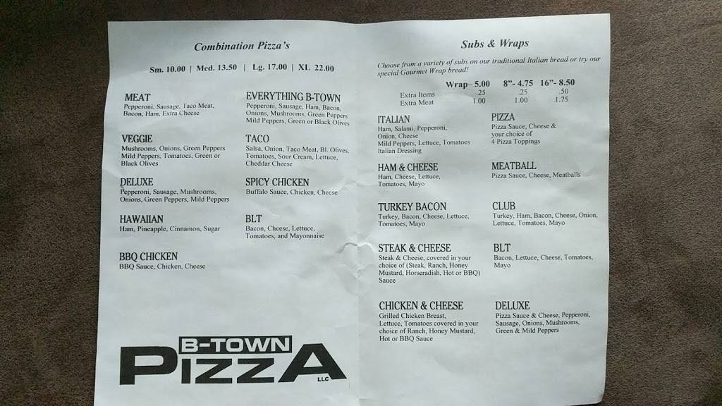 B-Town Pizza | restaurant | 936 E Sandusky Ave, Bellefontaine, OH 43311, USA | 9372927870 OR +1 937-292-7870