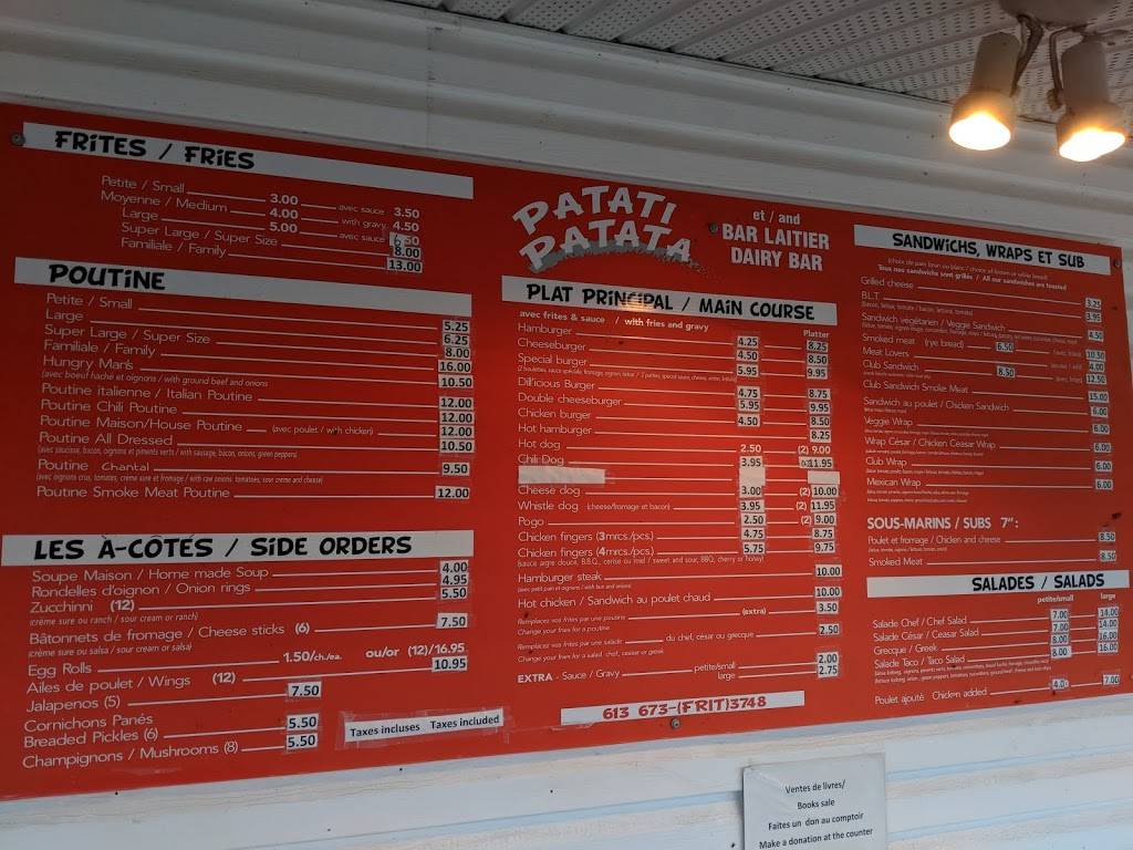 Patati Patata | restaurant | 625 Old Highway 17, Plantagenet, ON K0B 1L0, Canada | 6136733748 OR +1 613-673-3748