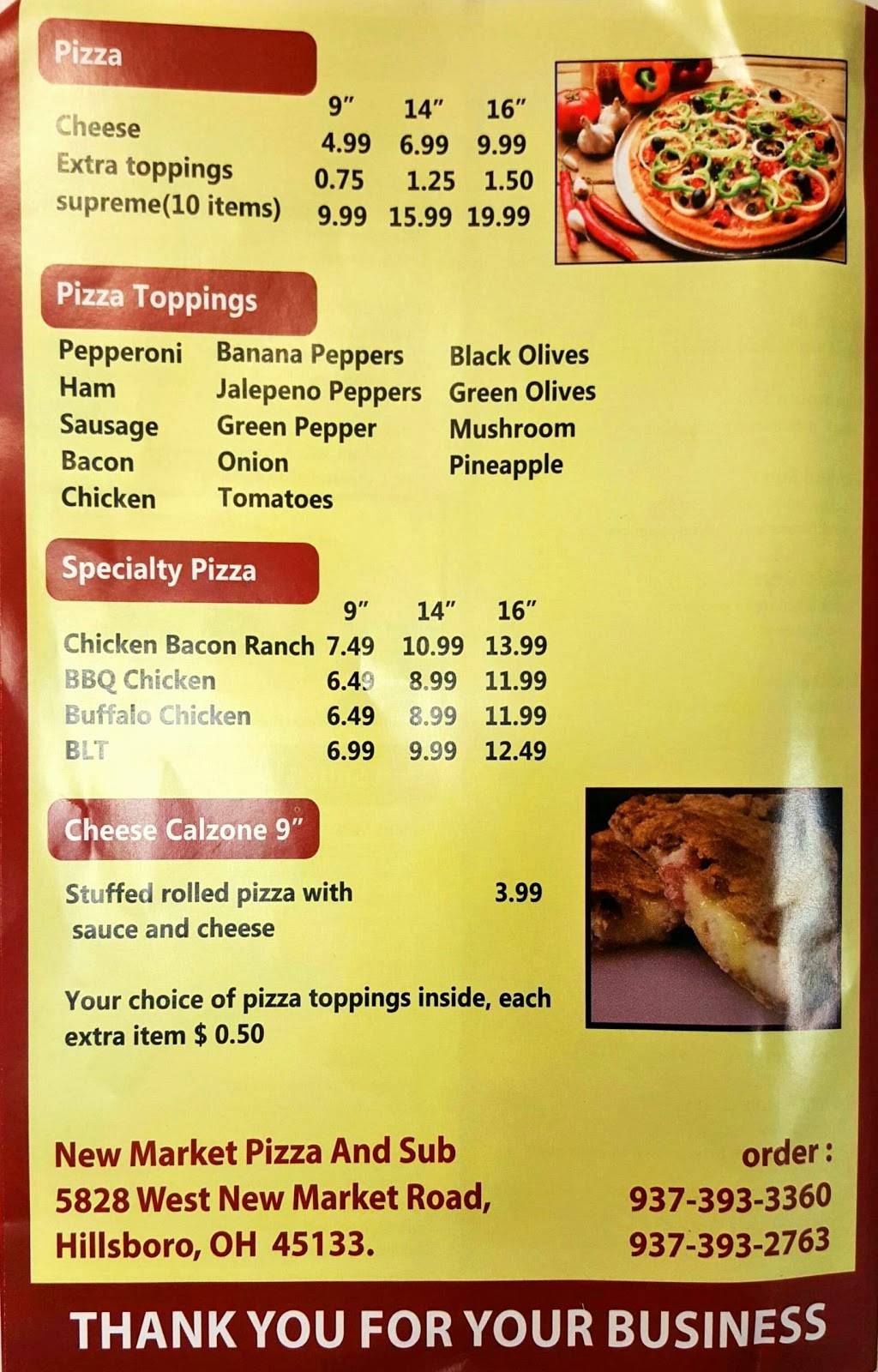 New Market Pizza | meal takeaway | 5828 W New Market Rd, Hillsboro, OH 45133, USA | 9373933360 OR +1 937-393-3360