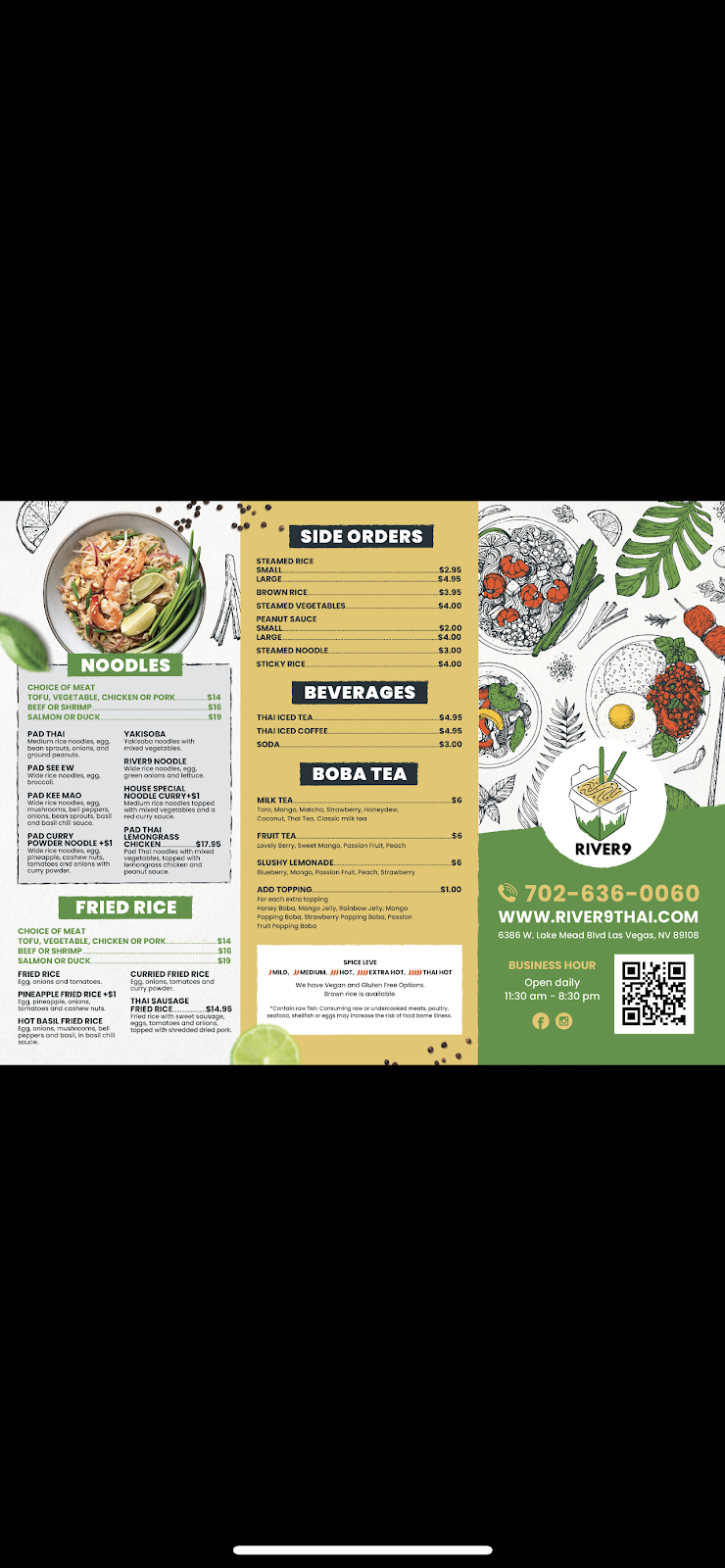 River9thai | restaurant | 6386 W Lake Mead Blvd, Las Vegas, NV 89108, USA | 7026360060 OR +1 702-636-0060