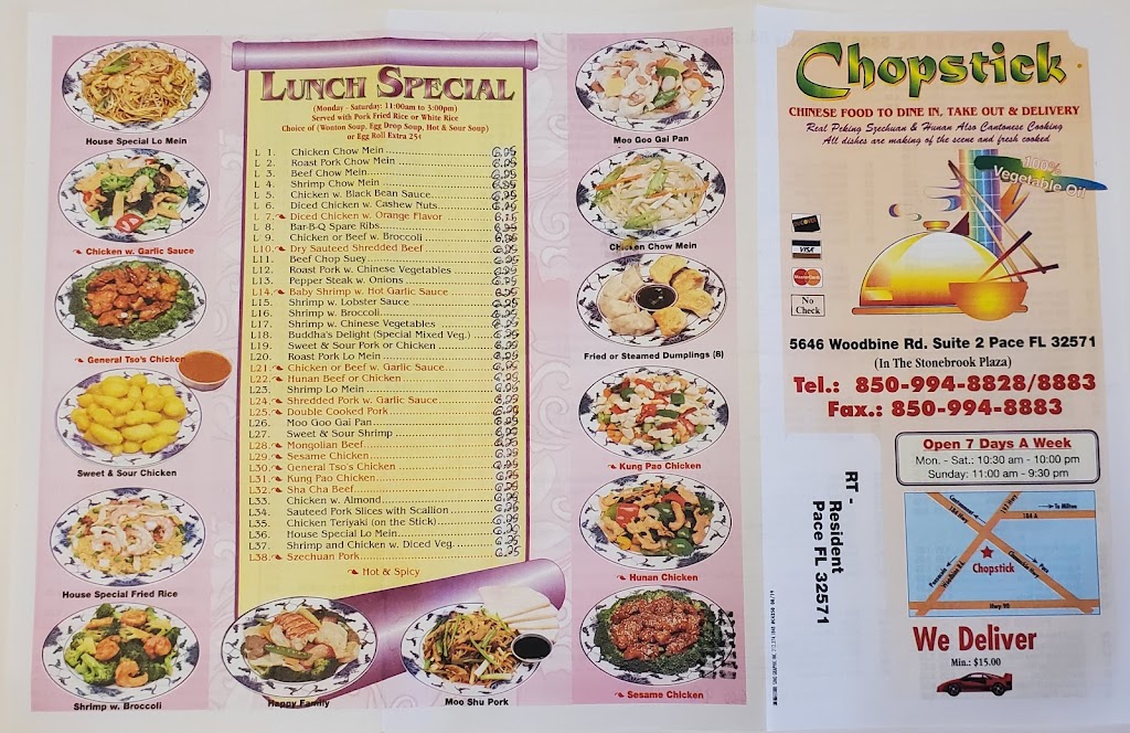 Chopsticks Chinese Restaurant | meal delivery | 5646 Woodbine Rd, Milton, FL 32571, USA | 8509948828 OR +1 850-994-8828