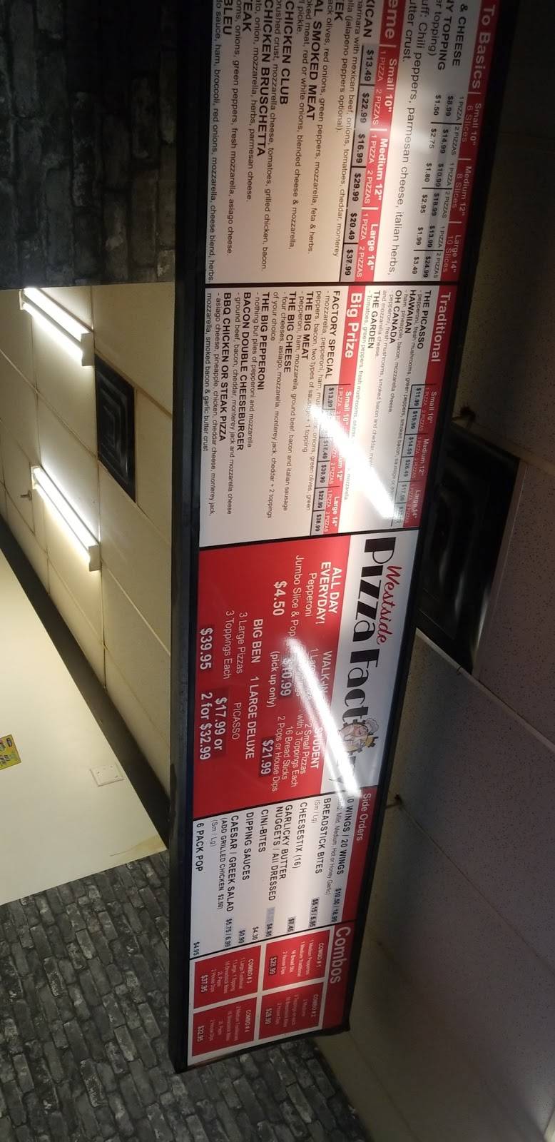 Westside Pizza Factory | restaurant | 150 Sidney St unit 11, Belleville, ON K8P 5E2, Canada | 6139683336 OR +1 613-968-3336