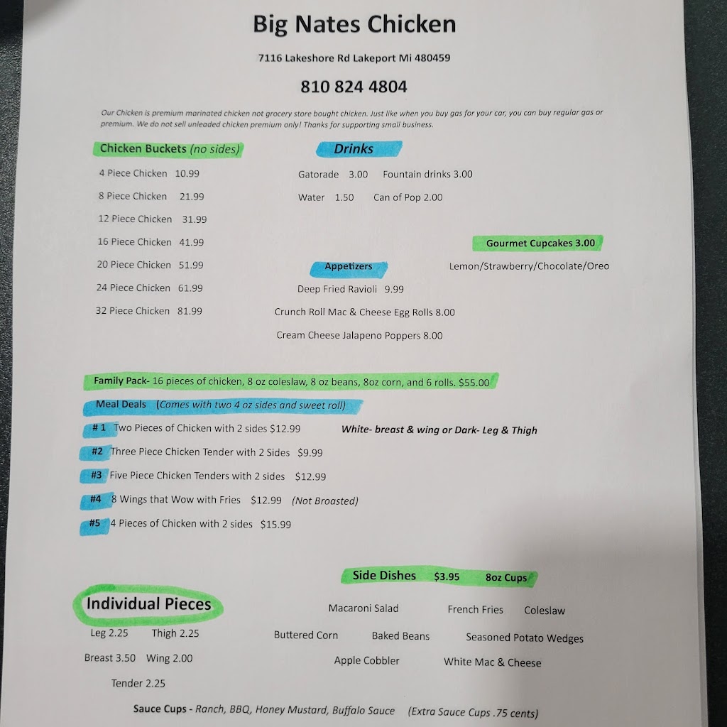 Big Nates Chicken | restaurant | 7116 Lakeshore Rd, Lakeport, MI 48059, USA | 8108244804 OR +1 810-824-4804