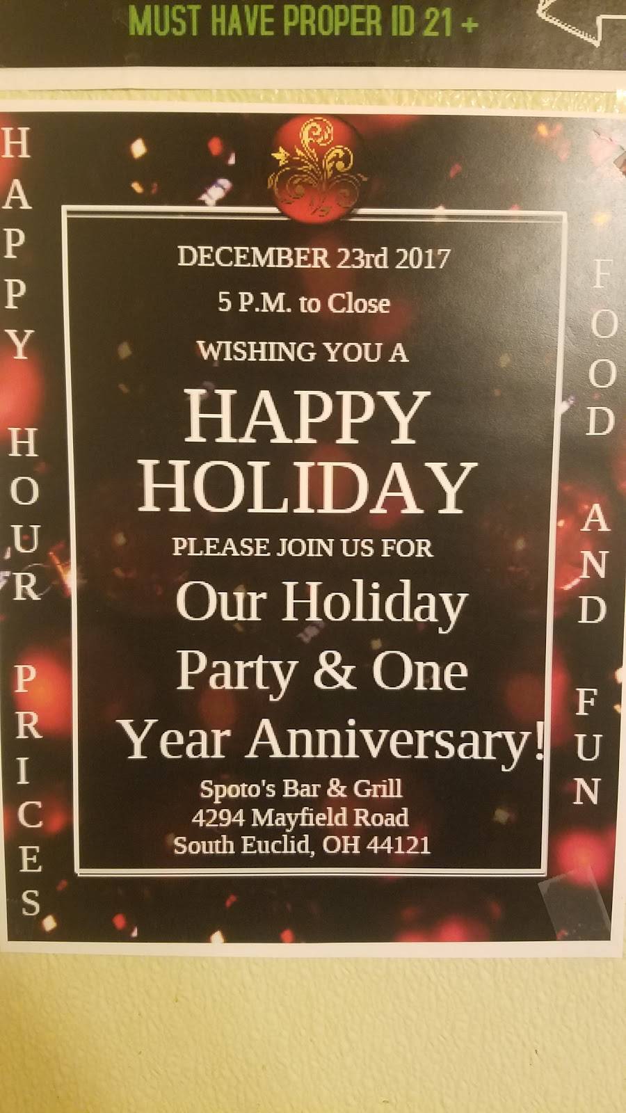 Spotos Bar and Grill | restaurant | 4294 Mayfield Rd, South Euclid, OH 44121, USA | 2164177671 OR +1 216-417-7671