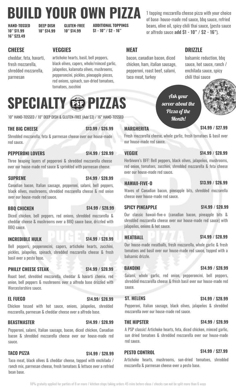 Puget Sound Pizza | restaurant | 124 146th St S, Tacoma, WA 98444, USA | 2535077175 OR +1 253-507-7175