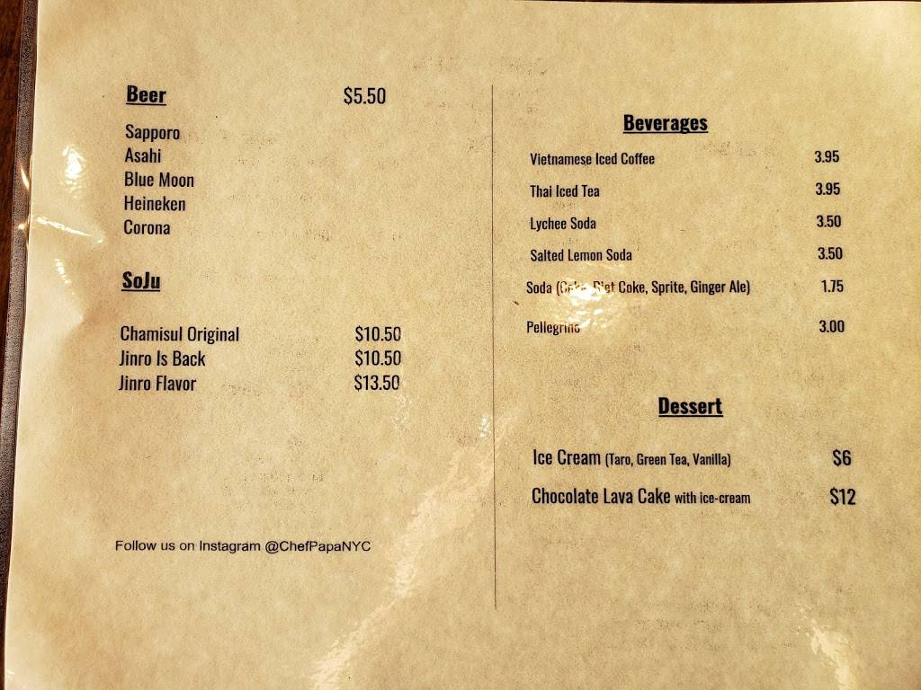 Chef Papa Vietnamese Kitchen | restaurant | 42-05 162nd St, Queens, NY 11358, USA | 9176883968 OR +1 917-688-3968