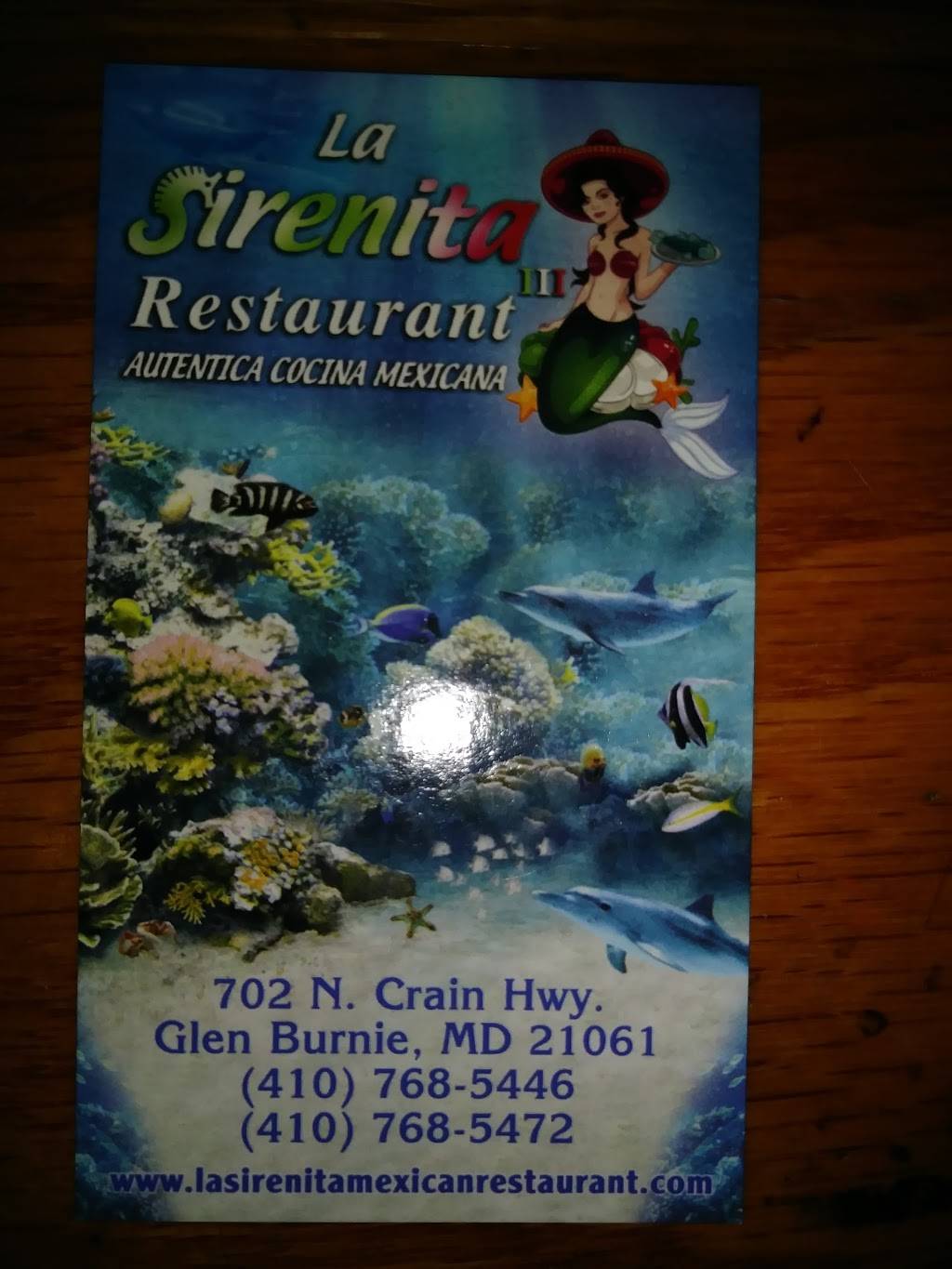 La Sirenita | restaurant | 702 Crain Hwy N, Glen Burnie, MD 21061, USA | 4107685446 OR +1 410-768-5446