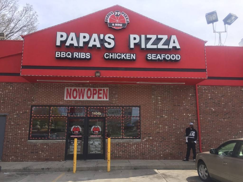 Papas Pizza & BBQ | restaurant | 1404 E Jefferson Ave, Detroit, MI 48207, USA | 3139727272 OR +1 313-972-7272