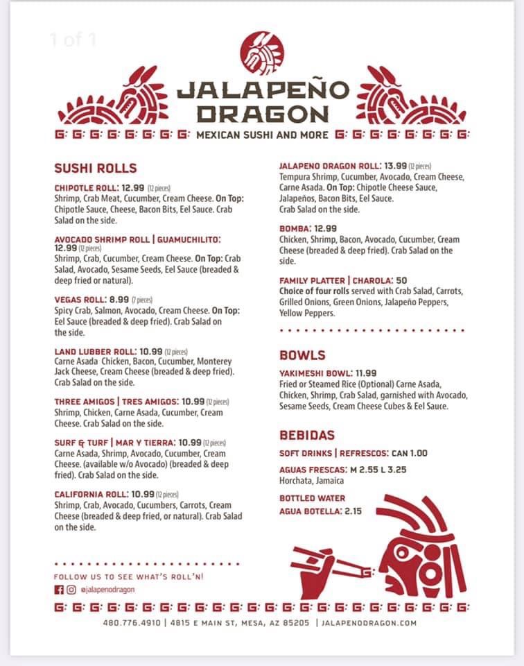 Jalapeño Dragon | restaurant | 4815 E Main St suite #10, Mesa, AZ 85205, USA | 4807764910 OR +1 480-776-4910