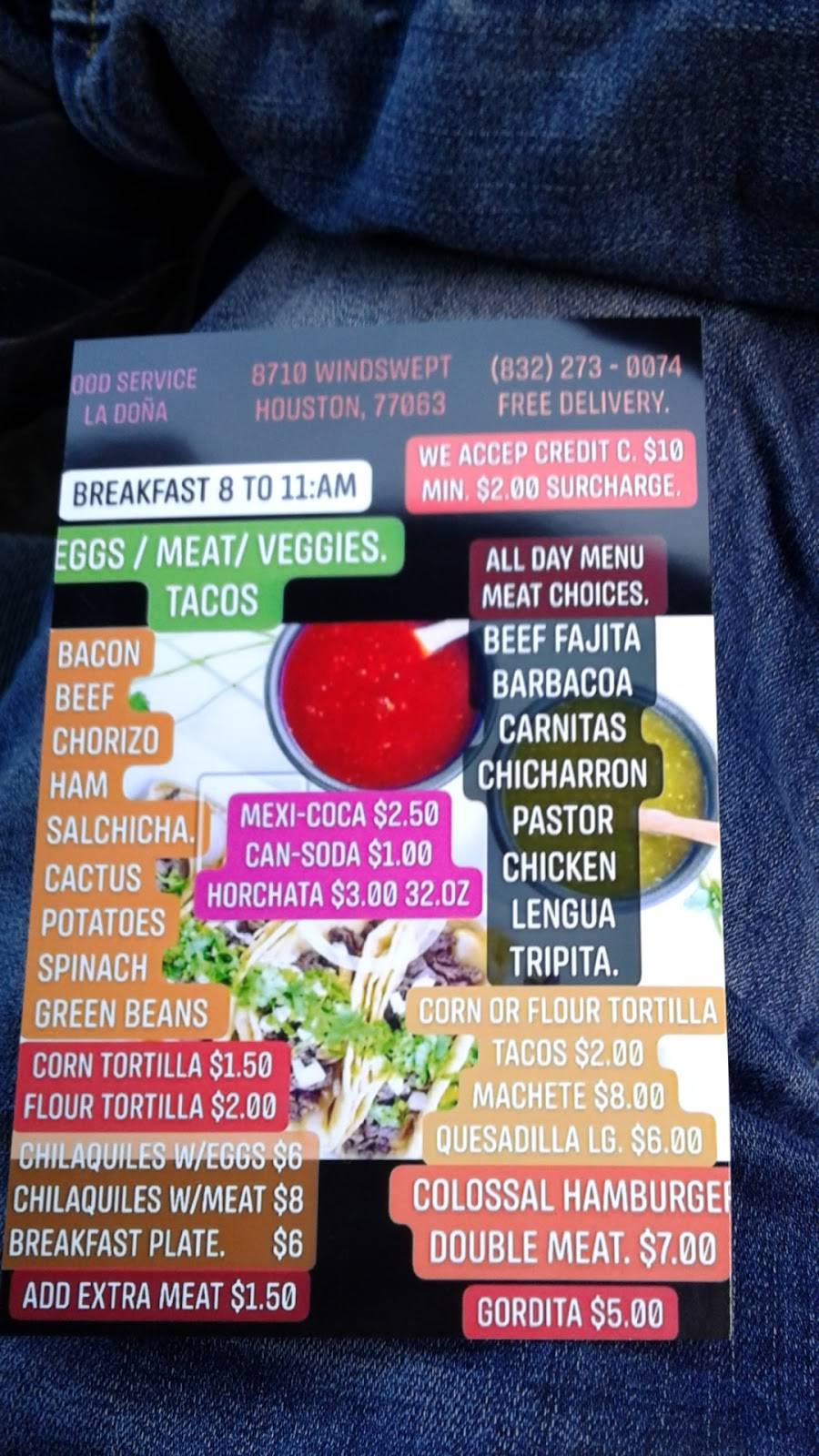 Food Service La Doña | restaurant | 8710 Windswept Ln, Houston, TX 77063, USA | 8322730074 OR +1 832-273-0074