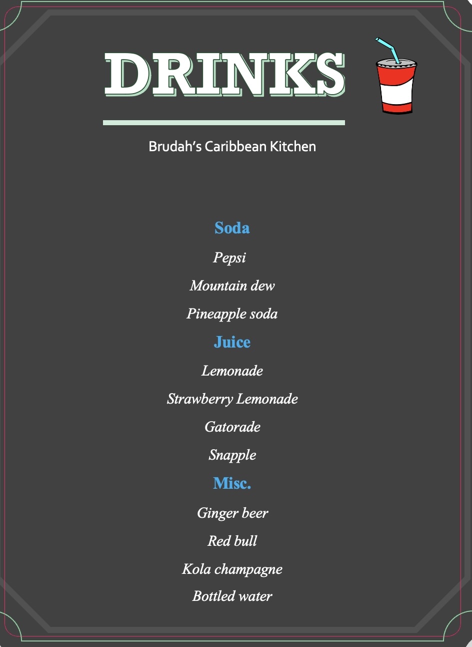 Brudahs Caribbean Kitchen | restaurant | 605 Baker St, Baltimore, MD 21217, USA | 4108781114 OR +1 410-878-1114