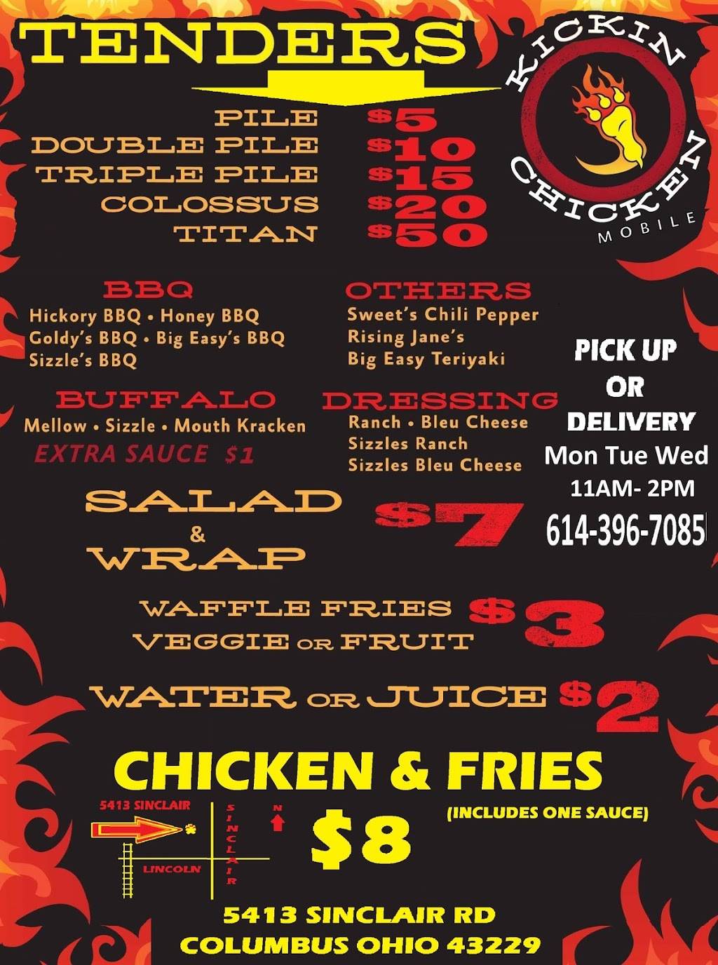 Kickin Chicken Mobile | restaurant | 5413 Sinclair Rd, Columbus, OH 43229, USA | 6143967085 OR +1 614-396-7085