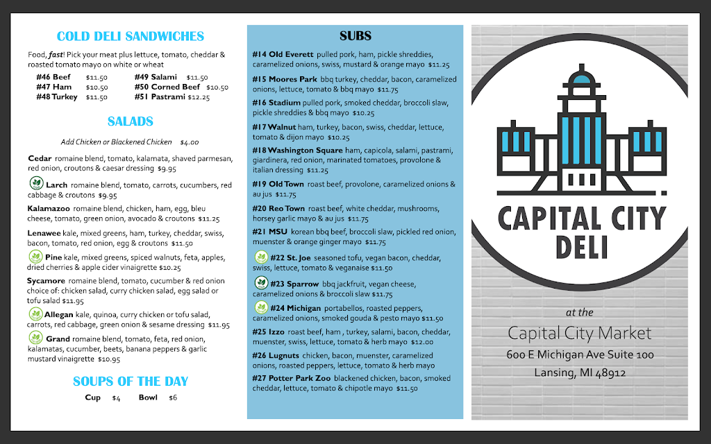 Capital City Deli | restaurant | 600 E Michigan Ave, Lansing, MI 48912, USA | 5179308719 OR +1 517-930-8719