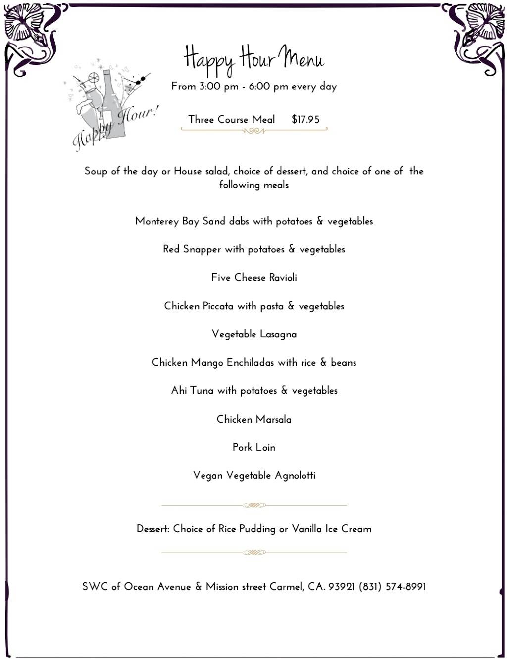 Carmel beach grill | restaurant | Mission street &, Ocean Ave, Carmel-By-The-Sea, CA 93921, USA | 8315748991 OR +1 831-574-8991