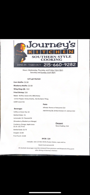 Journeys Kitchen | restaurant | 4320 Megargee St, Philadelphia, PA 19136, USA | 2156609282 OR +1 215-660-9282