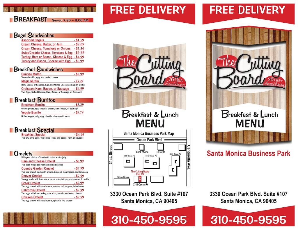 The Cutting Board | restaurant | 3330 Ocean Park Blvd # 107, Santa Monica, CA 90405, USA | 3104509595 OR +1 310-450-9595