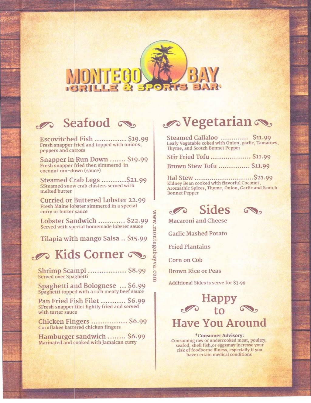 Montego Bay, Grille & Sports Bar | restaurant | 9915 Southpoint Pkwy, Fredericksburg, VA 22407, USA | 5712780045 OR +1 571-278-0045