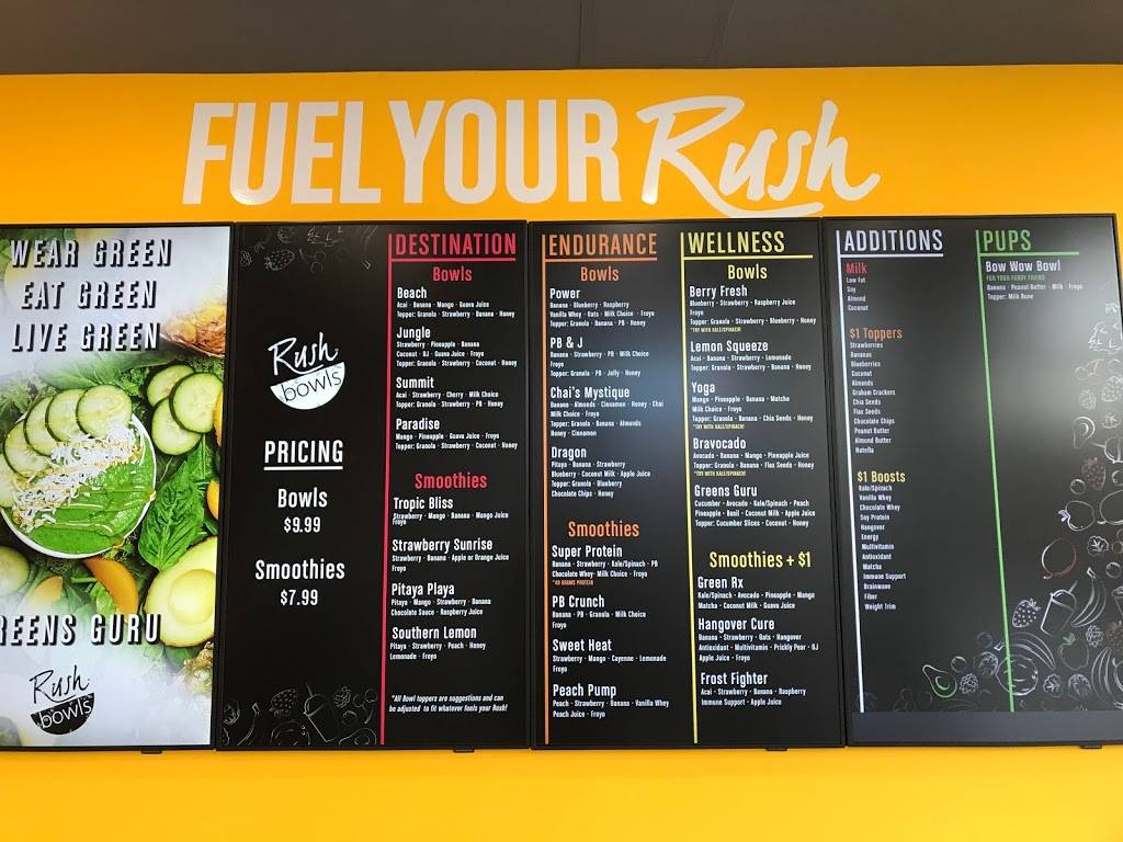 Rush Bowls | restaurant | 6001 Washington Ave Suite 200, Houston, TX 77007, USA | 8326492348 OR +1 832-649-2348