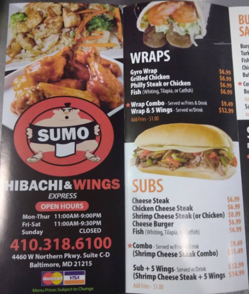 Sumo Hibachi | restaurant | 4460 W Northern Pkwy, Baltimore, MD 21215, USA | 4103186100 OR +1 410-318-6100
