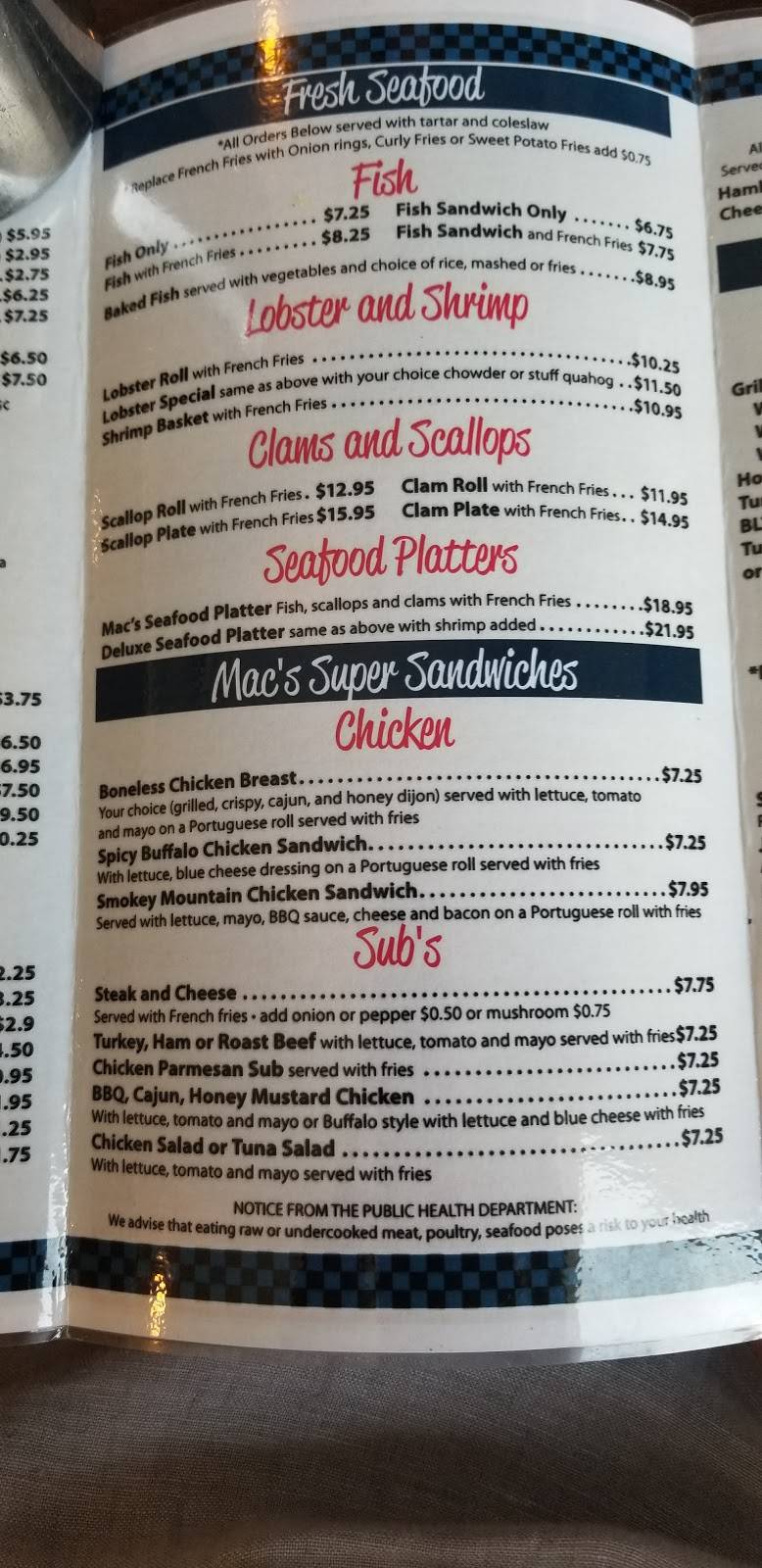 Macs Soda Bar | meal delivery | 116 Sconticut Neck Rd, Fairhaven, MA 02719, USA | 5089928615 OR +1 508-992-8615