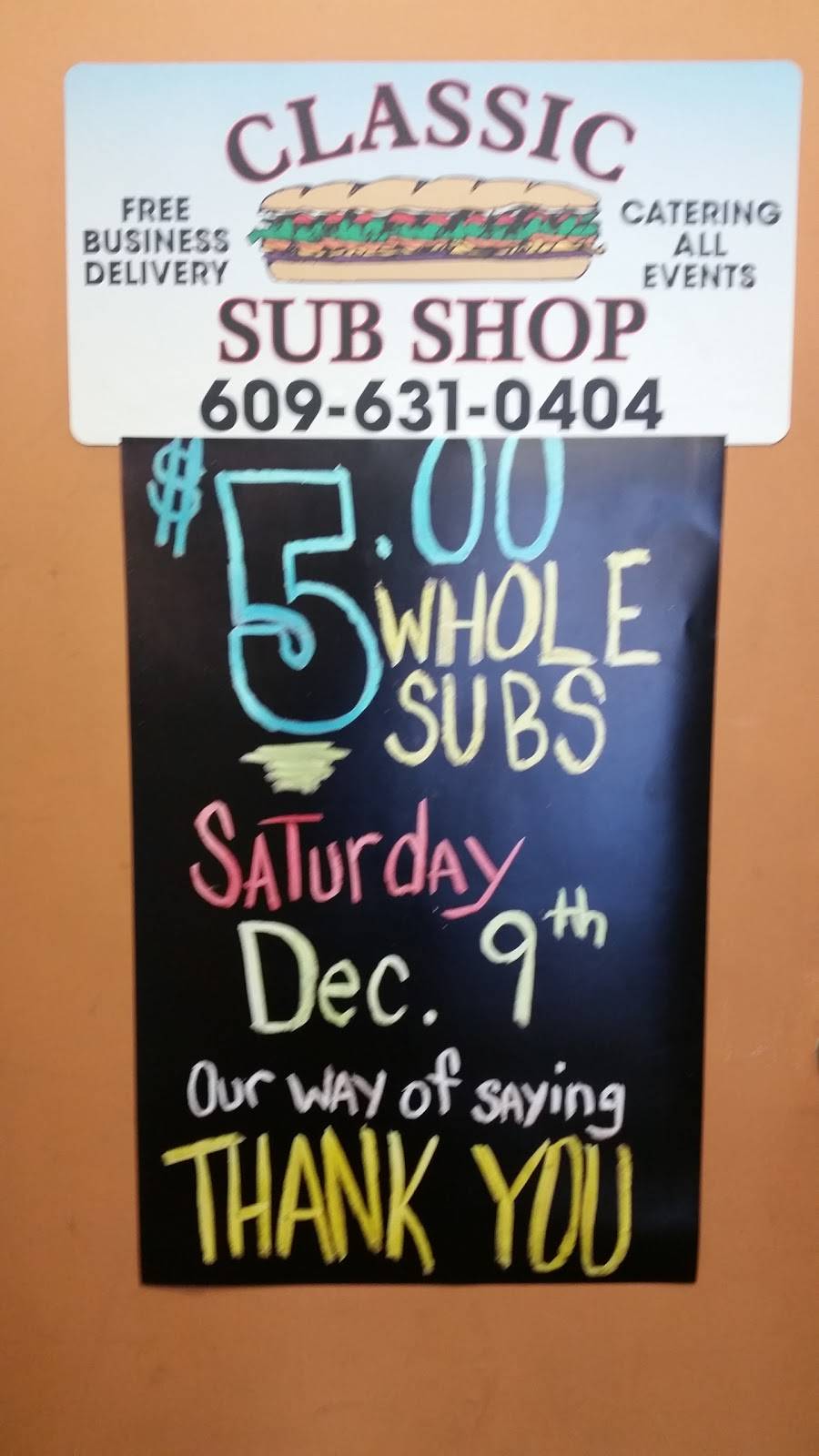 Classic Sub Shop | meal delivery | 1164 NJ-33, Hamilton Square, NJ 08690, USA | 6096310404 OR +1 609-631-0404