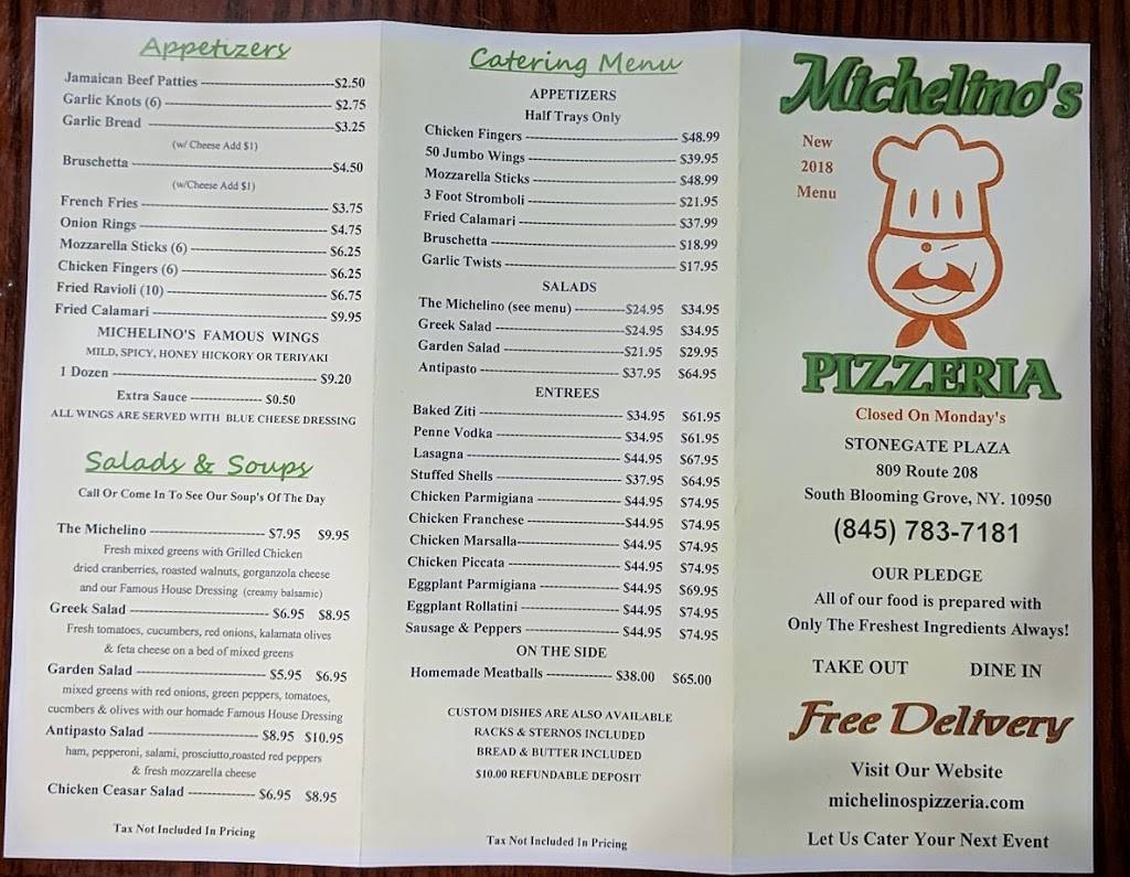 Michelinos Pizzeria | restaurant | 809 NY-208, Monroe, NY 10950, USA | 8457837181 OR +1 845-783-7181
