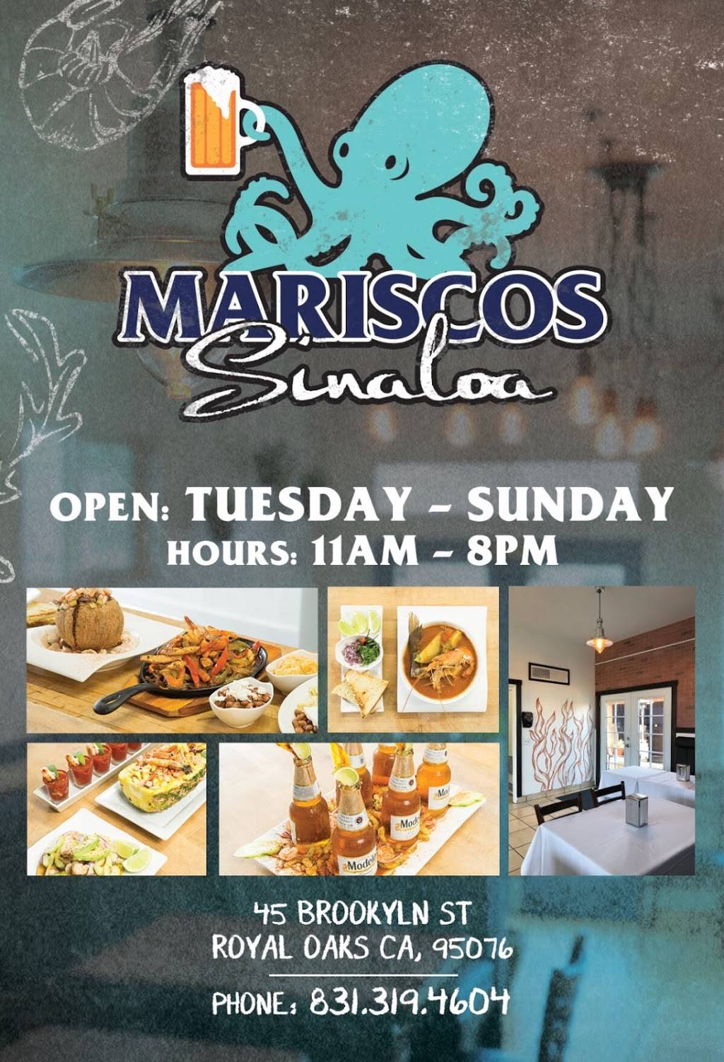 Mariscos Sinaloa | restaurant | 45 Brooklyn St, Royal Oaks, CA 95076, USA | 8313194604 OR +1 831-319-4604
