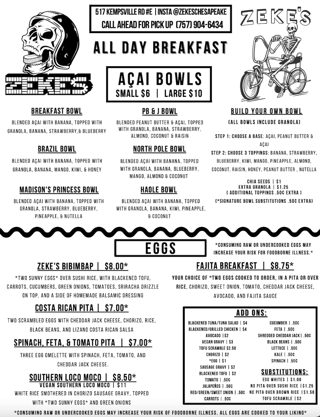 Zekes | restaurant | 517 Kempsville Rd E, Chesapeake, VA 23320, USA | 7579046434 OR +1 757-904-6434