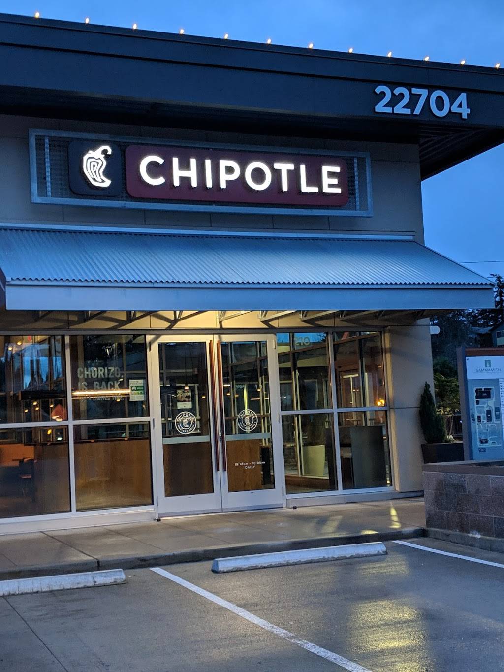 Chipotle Mexican Grill | restaurant | 22704 SE 4th St #210, Sammamish, WA 98074, USA | 4256778049 OR +1 425-677-8049