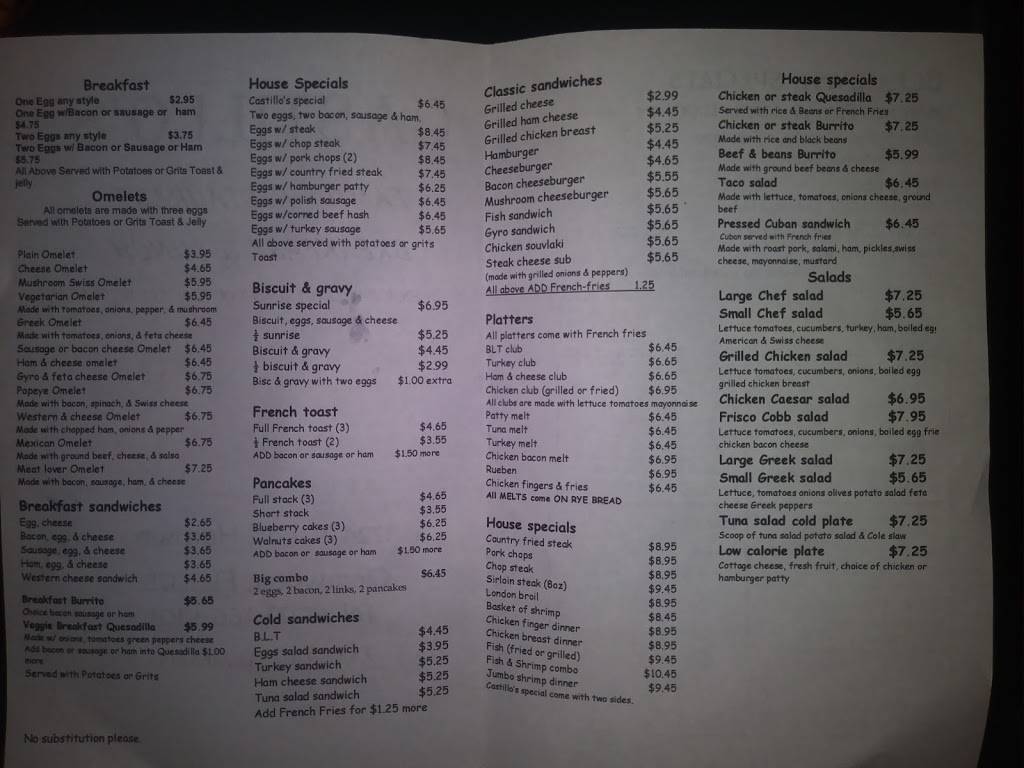 Castillos Restaurant | restaurant | 1724 N Fort Harrison Ave, Clearwater, FL 33755, USA | 7274669101 OR +1 727-466-9101