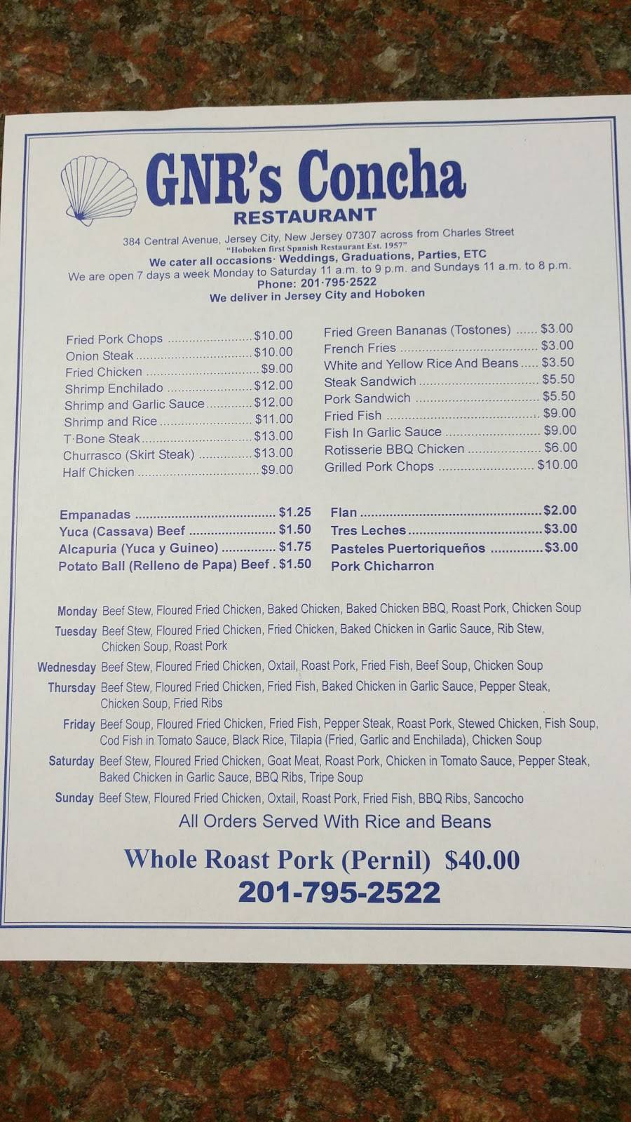 La Concha | restaurant | 384 Central Ave, Jersey City, NJ 07307, USA | 2017952522 OR +1 201-795-2522