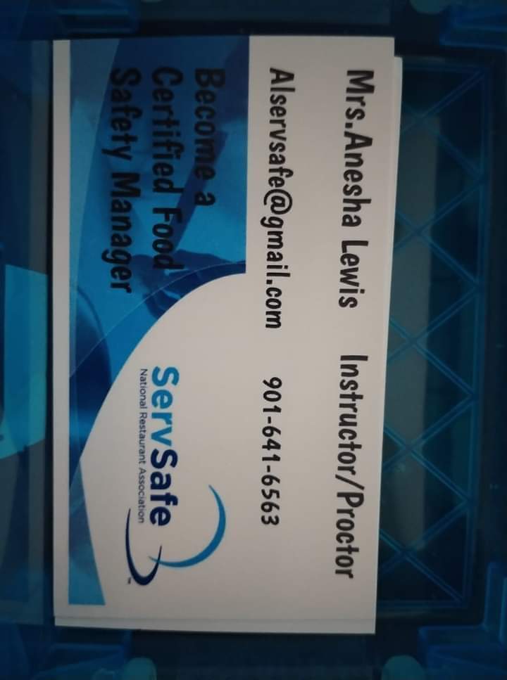 AL ServSafe 901 | restaurant | 4789 Stock Bridge Ct, Memphis, TN 38118, USA | 9016416563 OR +1 901-641-6563