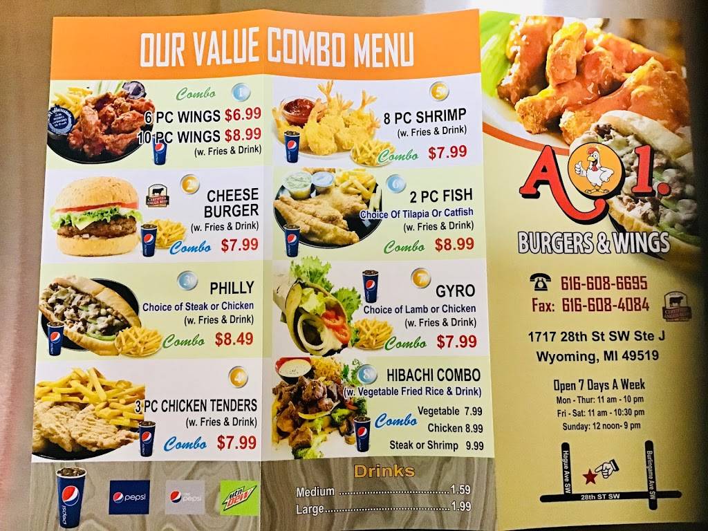 A1 Burgers & Wings | restaurant | 1717 28th St SW Ste J, Wyoming, MI 49519, USA | 6166086695 OR +1 616-608-6695