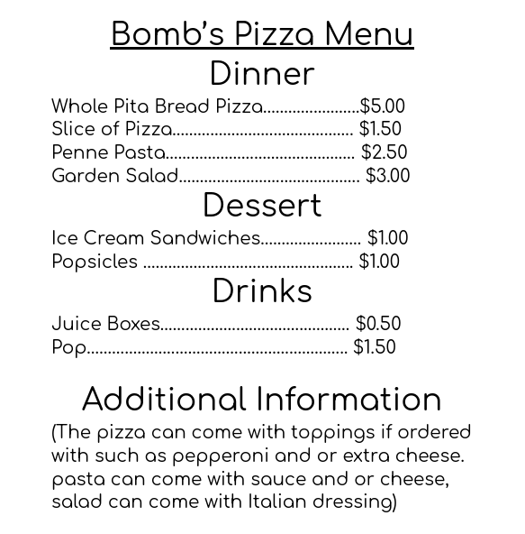 Bombs Pizza | restaurant | 365 Lake Park Dr, Cleveland, OH 44140, USA | 2163141531 OR +1 216-314-1531