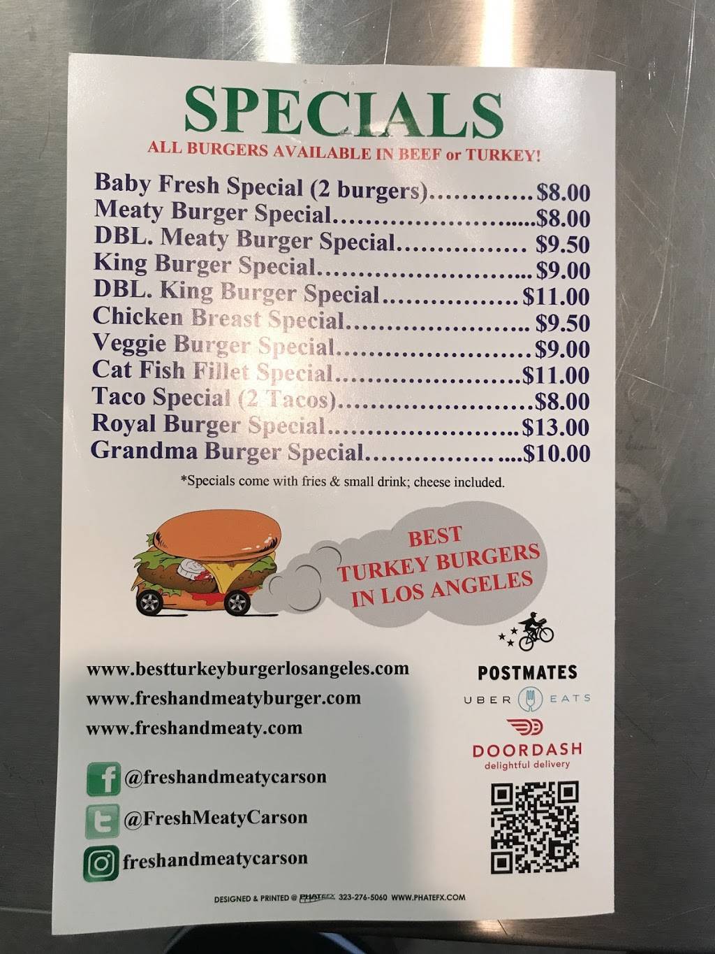 Fresh and Meaty Burgers | restaurant | 21780 S Avalon Blvd, Carson, CA 90745, USA | 4245363046 OR +1 424-536-3046