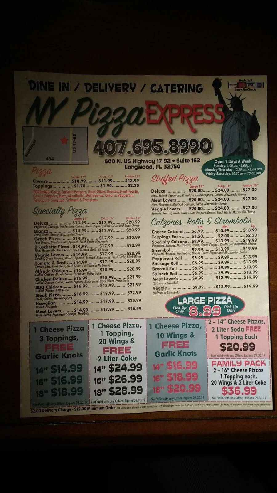 New York Italian Express Ristorante | meal delivery | 600 N US Hwy 17 92, Longwood, FL 32750, USA | 4076958990 OR +1 407-695-8990