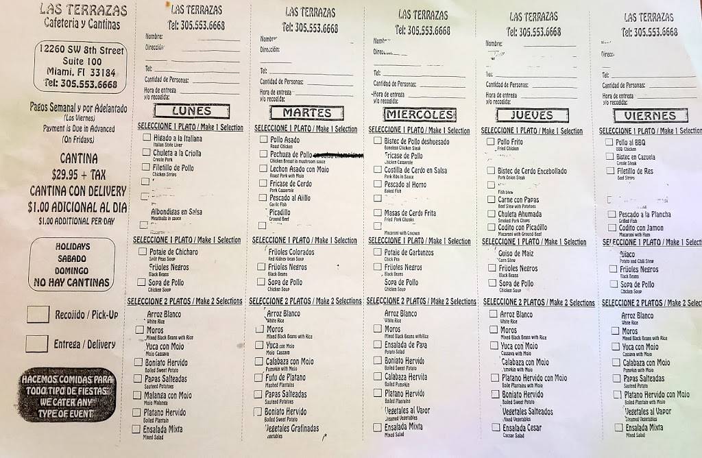 Las Terrazas Cafeteria Restaurant | restaurant | 12240 SW 8th St, Miami, FL 33184, USA | 3055536668 OR +1 305-553-6668