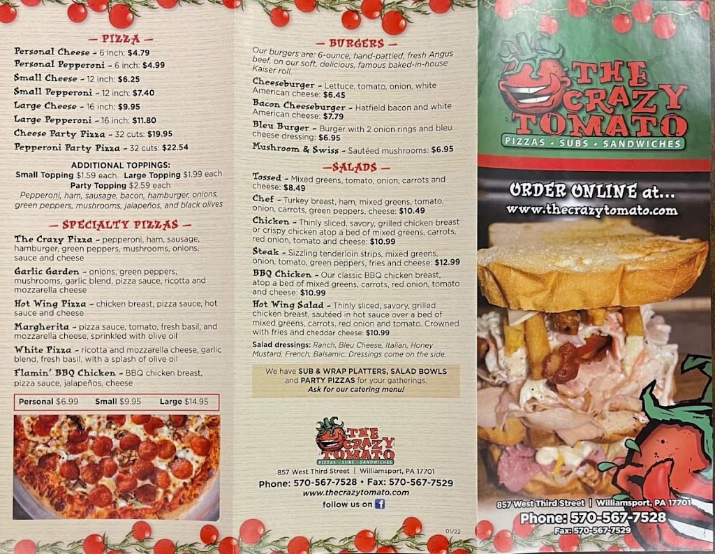 The Crazy Tomato | restaurant | 857 W 3rd St, Williamsport, PA 17701, USA | 5705677528 OR +1 570-567-7528
