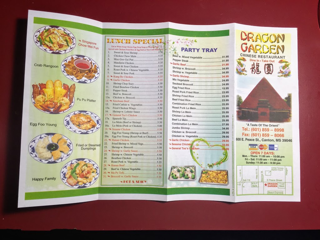 Dragons Garden | restaurant | 600 E Peace St #4729, Canton, MS 39046, USA | 6018598998 OR +1 601-859-8998