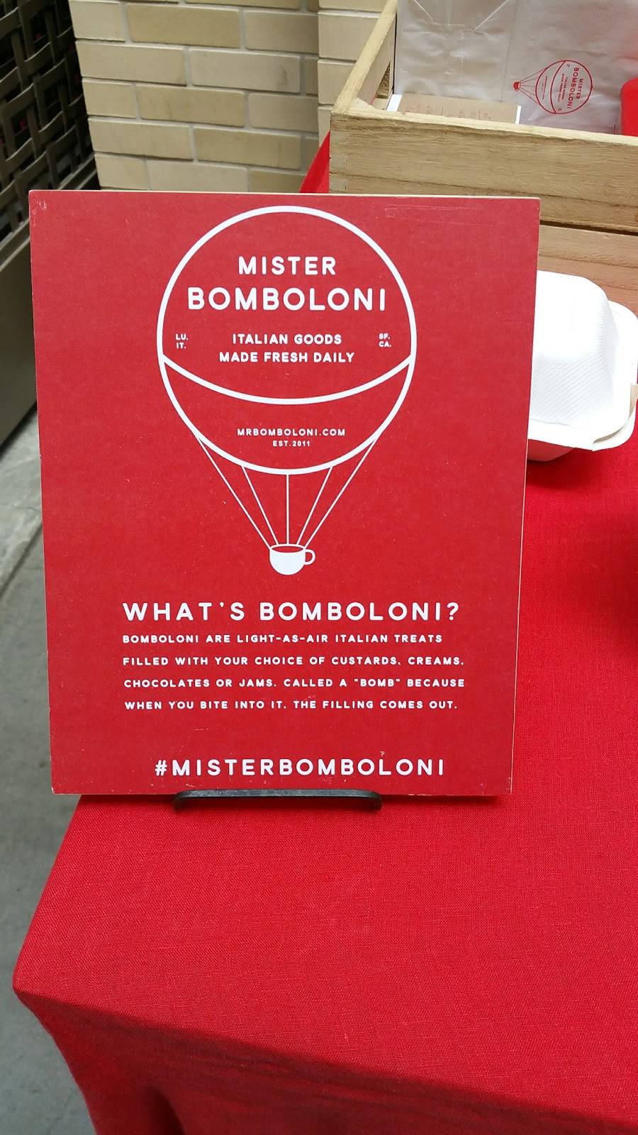 Mister Bomboloni | restaurant | Ferry Building, 1 Sausalito - San Francisco Ferry Bldg, San Francisco, CA 94111, USA | 4158190522 OR +1 415-819-0522