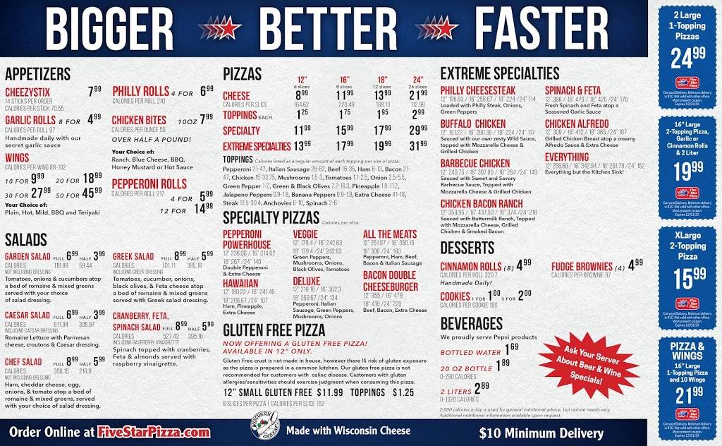 Five Star Pizza | restaurant | 4290 Bee Ridge Rd, Sarasota, FL 34233, USA | 9413713333 OR +1 941-371-3333