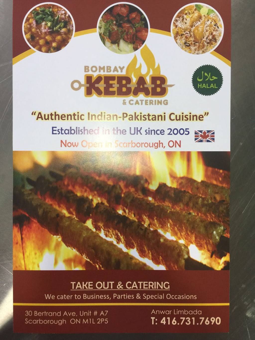 Bombay Kebab & Catering | restaurant | 30 Bertrand Ave a7, Scarborough, ON M1L 2P5, Canada | 6479097868 OR +1 647-909-7868