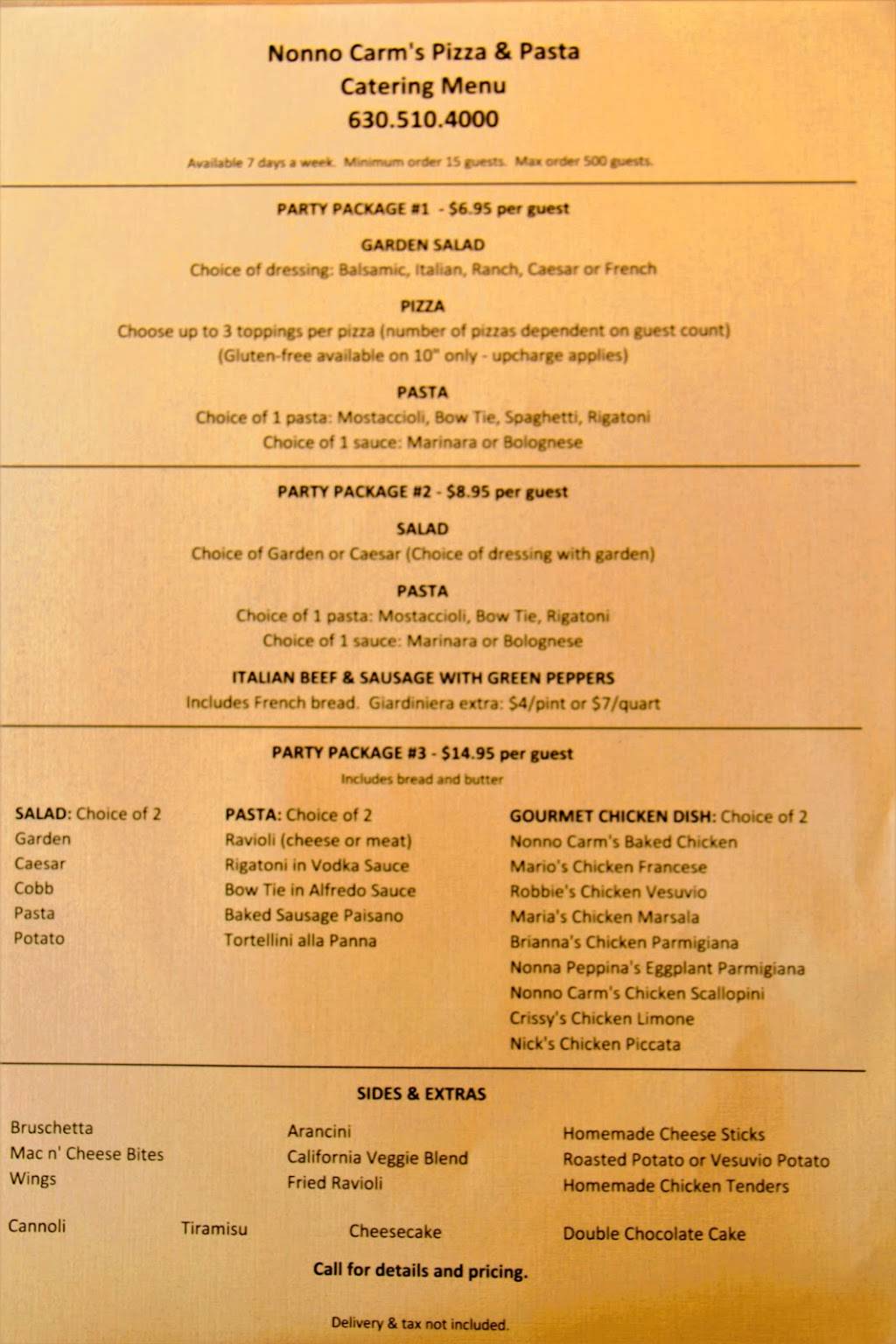 Nonno Carms Pizza and Pasta | restaurant | 1022 College Ave, Wheaton, IL 60187, USA | 6305104000 OR +1 630-510-4000