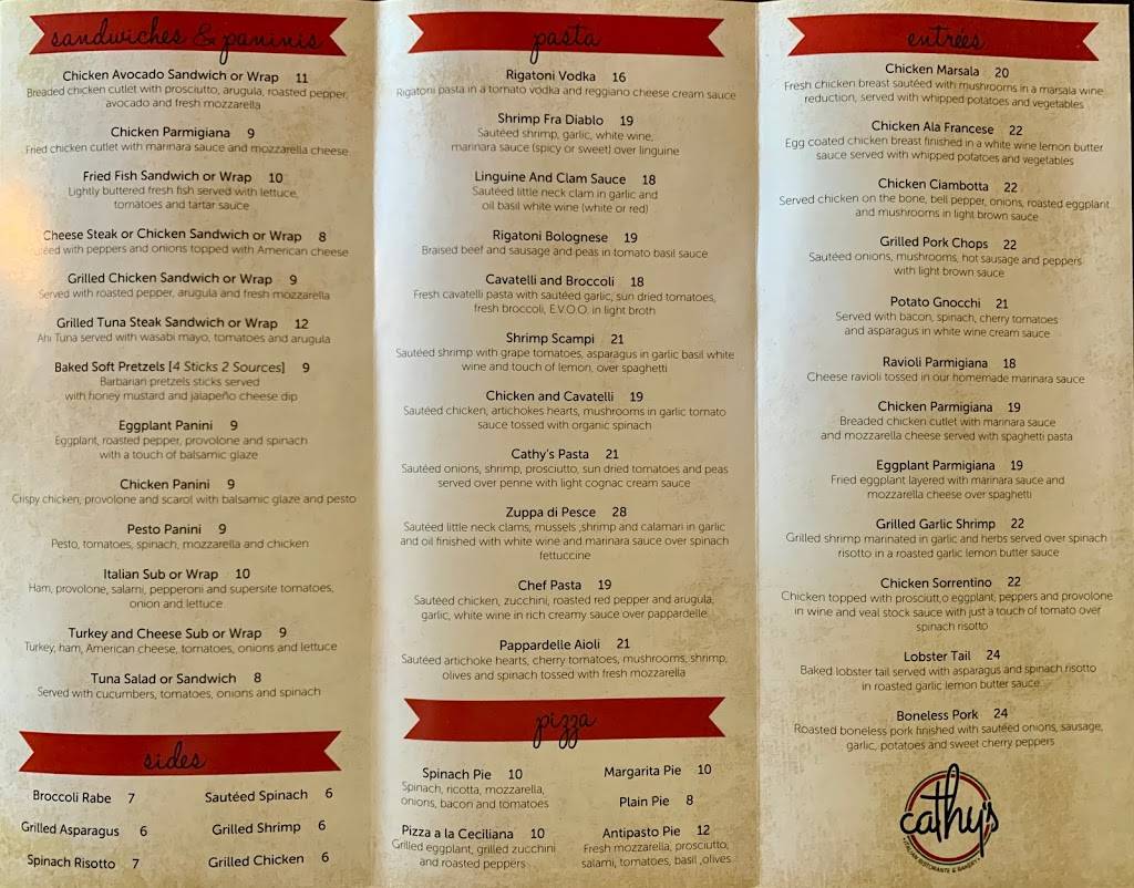 Cathys Ristorante | restaurant | 213 NJ-37 Suite 3, Toms River, NJ 08753, USA | 7322818259 OR +1 732-281-8259