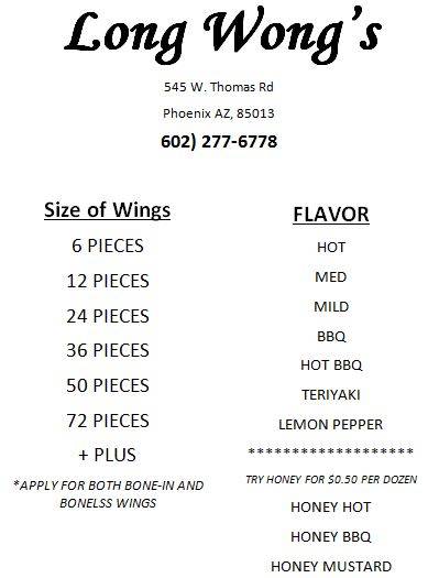 Long Wongs | restaurant | 545 W Thomas Rd, Phoenix, AZ 85013, USA | 6022776778 OR +1 602-277-6778