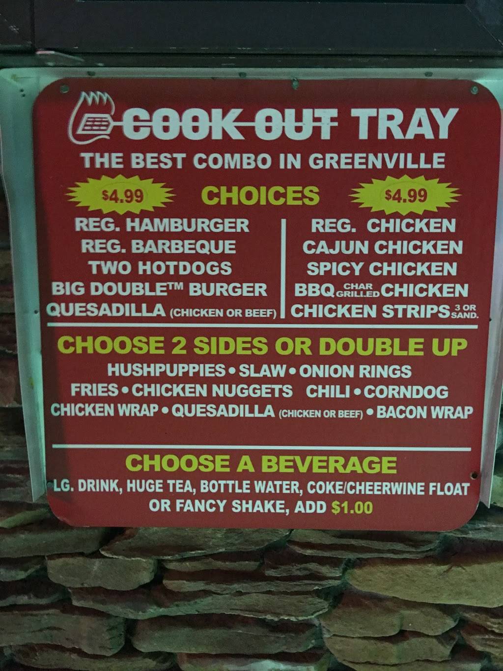 Cook Out | restaurant | 711 S Memorial Dr, Greenville, NC 27834, USA | 2525515895 OR +1 252-551-5895